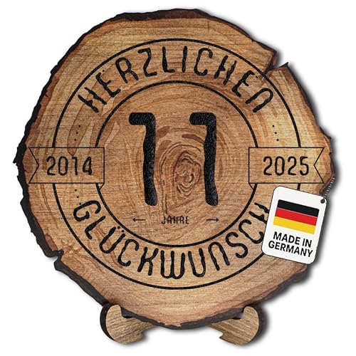 DARO Design – Baumscheibe mit Gravur für 11. Geburtstag – Geburtstags Geschenk aus Holz – Hochwertige Holz Geschenke mit Gravur ideal für Geburtstag – Dicke 6mm, Durchmesser 20cm – Made in Germany DARO Design – Baumscheibe mit Gravur für 11. Geburtstag – Geburtstags Geschenk aus Holz – Hochwertige Holz Geschenke mit Gravur ideal für Geburtstag – Dicke 6mm, Durchmesser 20cm – Made in Germany von DARO Design