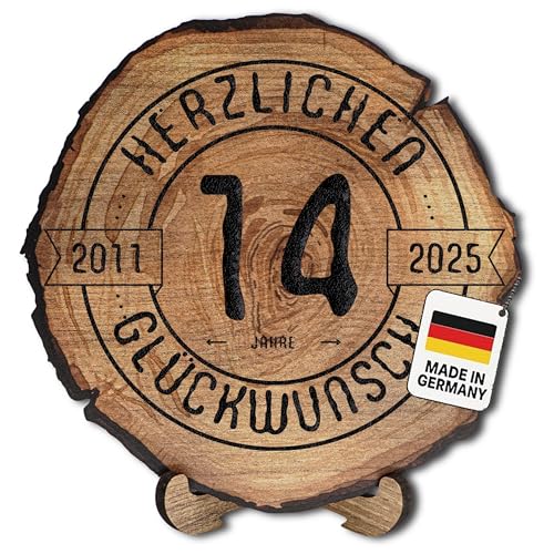 DARO Design – Baumscheibe mit Gravur für 14. Geburtstag – Geburtstags Geschenk aus Holz – Hochwertige Holz Geschenke mit Gravur ideal für Geburtstag – Dicke 6mm, Durchmesser 30cm – Made in Germany DARO Design – Baumscheibe mit Gravur für 14. Geburtstag – Geburtstags Geschenk aus Holz – Hochwertige Holz Geschenke mit Gravur ideal für Geburtstag – Dicke 6mm, Durchmesser 30cm – Made in Germany von DARO Design