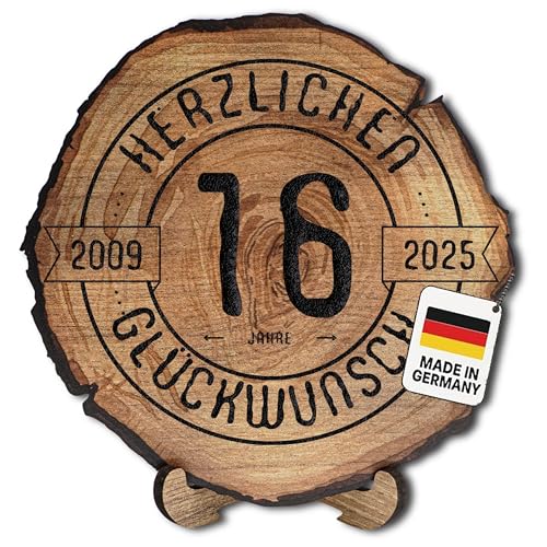 DARO Design – Baumscheibe mit Gravur für 16. Geburtstag – Geburtstags Geschenk aus Holz – Hochwertige Holz Geschenke mit Gravur ideal für Geburtstag – Dicke 6mm, Durchmesser 20cm – Made in Germany DARO Design – Baumscheibe mit Gravur für 16. Geburtstag – Geburtstags Geschenk aus Holz – Hochwertige Holz Geschenke mit Gravur ideal für Geburtstag – Dicke 6mm, Durchmesser 20cm – Made in Germany von DARO Design
