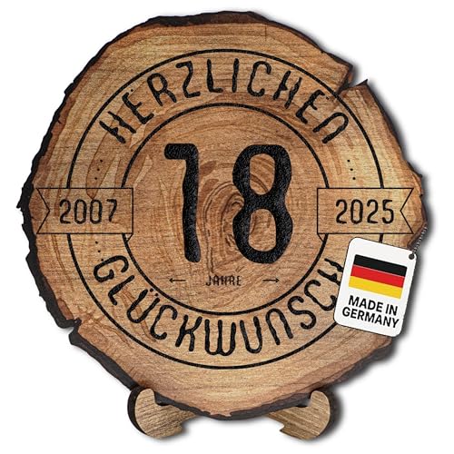 DARO Design – Baumscheibe mit Gravur für 18. Jubiläum – Firmenjubiläum Geschenk aus Holz – Dienstjubiläum Holz Geschenke mit Gravur – Dicke 6mm, Durchmesser 20cm von DARO Design