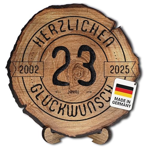 DARO Design – Baumscheibe mit Gravur für 23. Geburtstag – Geburtstags Geschenk aus Holz – Hochwertige Holz Geschenke mit Gravur ideal für Geburtstag – Dicke 6mm, Durchmesser 30cm – Made in Germany DARO Design – Baumscheibe mit Gravur für 23. Geburtstag – Geburtstags Geschenk aus Holz – Hochwertige Holz Geschenke mit Gravur ideal für Geburtstag – Dicke 6mm, Durchmesser 30cm – Made in Germany von DARO Design