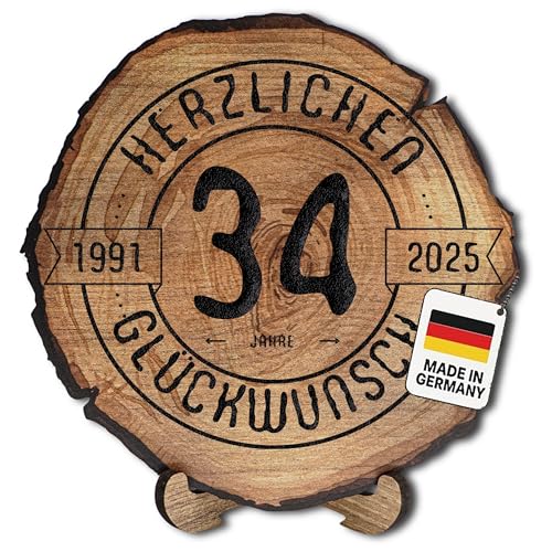 DARO Design – Baumscheibe mit Gravur für 34. Geburtstag – Geburtstags Geschenk aus Holz – Hochwertige Holz Geschenke mit Gravur ideal für Geburtstag – Dicke 6mm, Durchmesser 45cm – Made in Germany DARO Design – Baumscheibe mit Gravur für 34. Geburtstag – Geburtstags Geschenk aus Holz – Hochwertige Holz Geschenke mit Gravur ideal für Geburtstag – Dicke 6mm, Durchmesser 45cm – Made in Germany von DARO Design