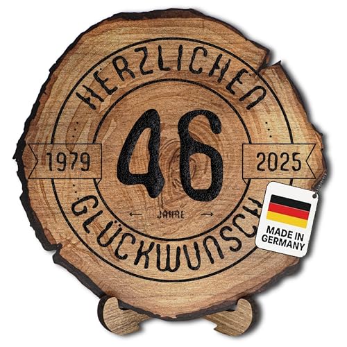 DARO Design – Baumscheibe mit Gravur für 46. Geburtstag – Geburtstags Geschenk aus Holz – Hochwertige Holz Geschenke mit Gravur ideal für Geburtstag – Dicke 6mm, Durchmesser 45cm – Made in Germany DARO Design – Baumscheibe mit Gravur für 46. Geburtstag – Geburtstags Geschenk aus Holz – Hochwertige Holz Geschenke mit Gravur ideal für Geburtstag – Dicke 6mm, Durchmesser 45cm – Made in Germany von DARO Design