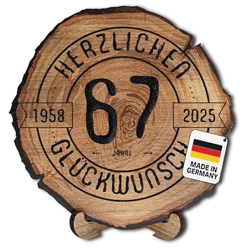 DARO Design – Baumscheibe mit Gravur für 67. Geburtstag – Geburtstags Geschenk aus Holz – Hochwertige Holz Geschenke mit Gravur ideal für Geburtstag – Dicke 6mm, Durchmesser 20cm – Made in Germany DARO Design – Baumscheibe mit Gravur für 67. Geburtstag – Geburtstags Geschenk aus Holz – Hochwertige Holz Geschenke mit Gravur ideal für Geburtstag – Dicke 6mm, Durchmesser 20cm – Made in Germany von DARO Design