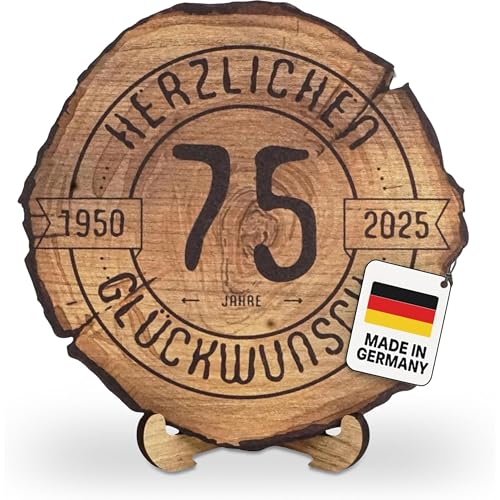 DARO Design – Baumscheibe mit Gravur für 75. Geburtstag – Geburtstags Geschenk aus Holz – Hochwertige Holz Geschenke mit Gravur ideal für Geburtstag – Dicke 6mm, Durchmesser 45cm – Made in Germany DARO Design – Baumscheibe mit Gravur für 75. Geburtstag – Geburtstags Geschenk aus Holz – Hochwertige Holz Geschenke mit Gravur ideal für Geburtstag – Dicke 6mm, Durchmesser 45cm – Made in Germany von DARO Design