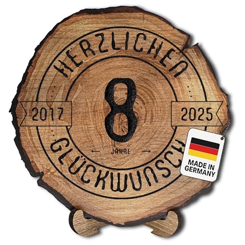 DARO Design – Baumscheibe mit Gravur für 8. Geburtstag – Geburtstags Geschenk aus Holz – Hochwertige Holz Geschenke mit Gravur ideal für Geburtstag – Dicke 6mm, Durchmesser 20cm – Made in Germany DARO Design – Baumscheibe mit Gravur für 8. Geburtstag – Geburtstags Geschenk aus Holz – Hochwertige Holz Geschenke mit Gravur ideal für Geburtstag – Dicke 6mm, Durchmesser 20cm – Made in Germany von DARO Design