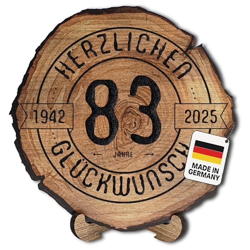 DARO Design – Baumscheibe mit Gravur für 83. Geburtstag – Geburtstags Geschenk aus Holz – Hochwertige Holz Geschenke mit Gravur ideal für Geburtstag – Dicke 6mm, Durchmesser 20cm – Made in Germany DARO Design – Baumscheibe mit Gravur für 83. Geburtstag – Geburtstags Geschenk aus Holz – Hochwertige Holz Geschenke mit Gravur ideal für Geburtstag – Dicke 6mm, Durchmesser 20cm – Made in Germany von DARO Design