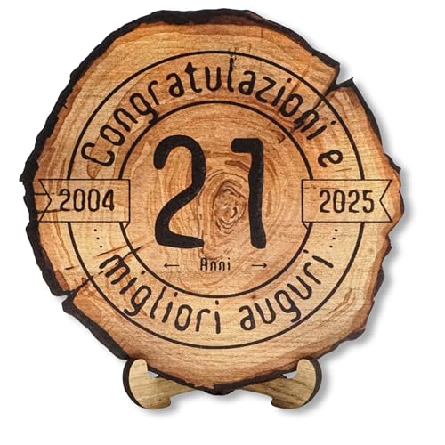 DARO Design - Holzscheibe - 21 Jahre - Größe 20cm- Geschenk zum Jubiläum, 21 Geburtstag, Jahrestag - Herzlichen Glückwunsch DARO Design - Holzscheibe - 21 Jahre - Größe 20cm- Geschenk zum Jubiläum, 21 Geburtstag, Jahrestag - Herzlichen Glückwunsch von DARO Design