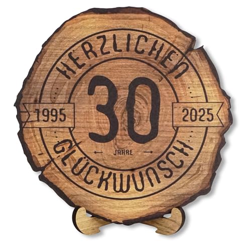 DARO Design - Holzscheibe - 30 Jahre - Größe 30cm- Geschenk zum Jubiläum, 80 Geburtstag, Jahrestag - Herzlichen Glückwunsch von DARO Design