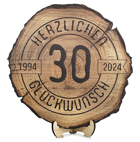 DARO Design - Holzscheibe - 30 Jahre - Größe 30cm- Geschenk zum Jubiläum, 80 Geburtstag, Jahrestag - Herzlichen Glückwunsch von DARO Design