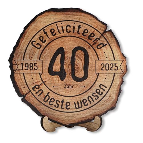DARO Design - Holzscheibe - 40 Jahre - Größe 30cm- Geschenk zum Jubiläum, 40 Geburtstag, Jahrestag - Herzlichen Glückwunsch Niederländisch DARO Design - Holzscheibe - 40 Jahre - Größe 30cm- Geschenk zum Jubiläum, 40 Geburtstag, Jahrestag - Herzlichen Glückwunsch Niederländisch von DARO Design