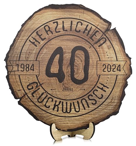 DARO Design - Holzscheibe - 40 Jahre - Größe 30cm- Geschenk zum Jubiläum, 80 Geburtstag, Jahrestag - Herzlichen Glückwunsch von DARO Design
