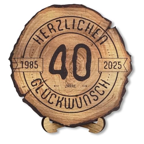 DARO Design - Holzscheibe - 40 Jahre - Größe 30cm- Geschenk zum Jubiläum, 80 Geburtstag, Jahrestag - Herzlichen Glückwunsch von DARO Design