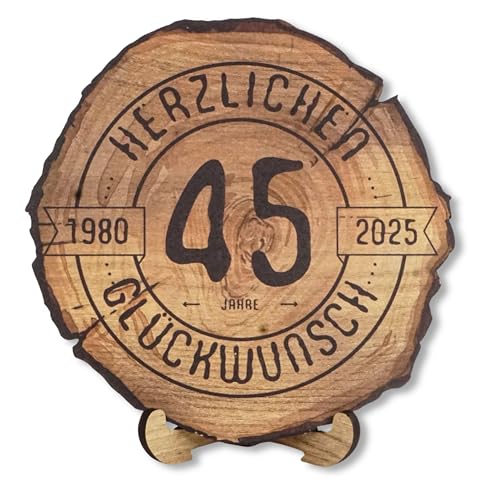 DARO Design - Holzscheibe - 45 Jahre - Größe 20cm- Geschenk zum Jubiläum, 45 Geburtstag, Jahrestag - Herzlichen Glückwunsch 2025 von DARO Design