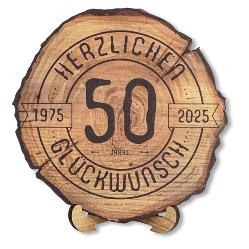 DARO Design - Holzscheibe - 50 Jahre - Größe 30cm- Geschenk zum Jubiläum, 80 Geburtstag, Jahrestag - Herzlichen Glückwunsch von DARO Design