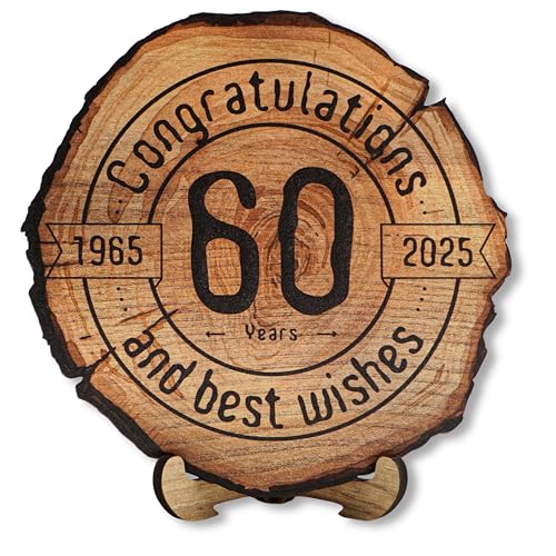 DARO Design - Holzscheibe - 60 Jahre - Größe 20cm- Geschenk zum Jubiläum, 60 Geburtstag, Jahrestag - Herzlichen Glückwunsch DARO Design - Holzscheibe - 60 Jahre - Größe 20cm- Geschenk zum Jubiläum, 60 Geburtstag, Jahrestag - Herzlichen Glückwunsch von DARO Design