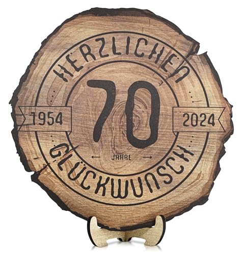 DARO Design - Holzscheibe - 70 Jahre - Größe 30cm- Geschenk zum Jubiläum, 80 Geburtstag, Jahrestag - Herzlichen Glückwunsch von DARO Design