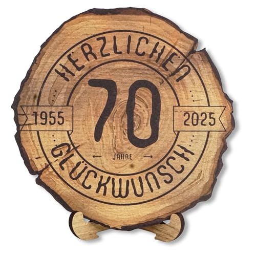 DARO Design - Holzscheibe - 70 Jahre - Größe 30cm- Geschenk zum Jubiläum, 80 Geburtstag, Jahrestag - Herzlichen Glückwunsch von DARO Design