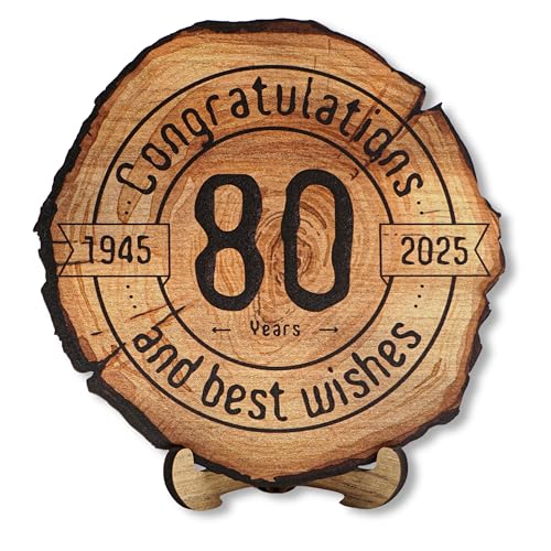 DARO Design - Holzscheibe - 80 Jahre - Größe 20cm- Geschenk zum Jubiläum, 80 Geburtstag, Jahrestag - Herzlichen Glückwunsch DARO Design - Holzscheibe - 80 Jahre - Größe 20cm- Geschenk zum Jubiläum, 80 Geburtstag, Jahrestag - Herzlichen Glückwunsch von DARO Design