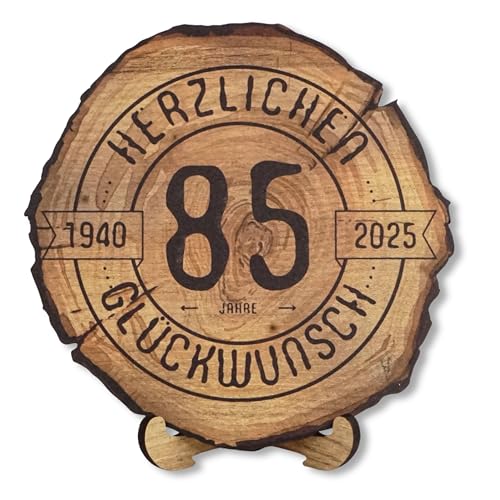 DARO Design - Holzscheibe - 85 Jahre - Größe 30cm- Geschenk zum Jubiläum, 85 Geburtstag, Jahrestag - Herzlichen Glückwunsch 2025 von DARO Design