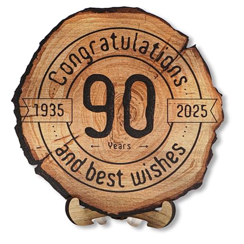 DARO Design - Holzscheibe - 90 Jahre - Größe 20cm- Geschenk zum Jubiläum, 90 Geburtstag, Jahrestag - Herzlichen Glückwunsch DARO Design - Holzscheibe - 90 Jahre - Größe 20cm- Geschenk zum Jubiläum, 90 Geburtstag, Jahrestag - Herzlichen Glückwunsch von DARO Design