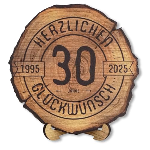 DARO Design - Holzscheibe - 30 Jahre - Größe 20cm- Geschenk zum Jubiläum, 30 Geburtstag, Jahrestag - Herzlichen Glückwunsch 2025 von DARO Design