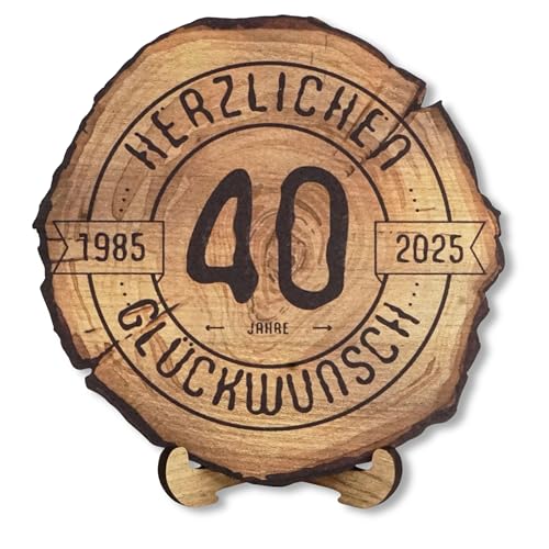 DARO Design - Holzscheibe - 40 Jahre - Größe 20cm- Geschenk zum Jubiläum, 40 Geburtstag, Jahrestag - Herzlichen Glückwunsch 2025 von DARO Design
