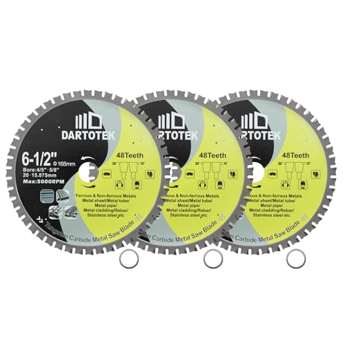165mm TCT Sägeblätter, 48 Zähne Metalltrennscheibe Wolframkarbid bestückte Kreissäge für Eisen, Edelstahl, Nickel, Titan, Eisenmetalle und Stahlrohre,3 Stück 165mm TCT Sägeblätter, 48 Zähne Metalltrennscheibe Wolframkarbid bestückte Kreissäge für Eisen, Edelstahl, Nickel, Titan, Eisenmetalle und Stahlrohre,3 Stück von DARTOTEK
