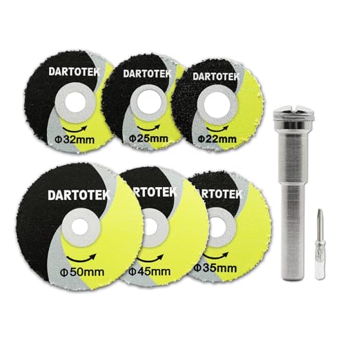DARTOTEK Holz-Trennschleifscheiben, Wolframkarbid-Schneidrad, Trennscheibe auf Holz mit Nägeln 22mm/25mm/32mm/35mm/45mm/50mm + Runder abnehmbarer Schaft + Einteiliger Schraubendreher DARTOTEK Holz-Trennschleifscheiben, Wolframkarbid-Schneidrad, Trennscheibe auf Holz mit Nägeln 22mm/25mm/32mm/35mm/45mm/50mm + Runder abnehmbarer Schaft + Einteiliger Schraubendreher von DARTOTEK