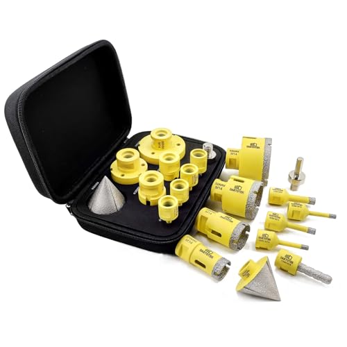 Diamant-Bohrerset 10-teilig - 7-teilig 6/6/8/25/35/50/68mm M14 Lochsäge, 10mm Fingerfräser, 50mm Fasenfräser, M14 auf Hex-Adapter für Keramik, Porzellan, Fliesen, Marmor, Granit Fliesenbohrset Diamant-Bohrerset 10-teilig - 7-teilig 6/6/8/25/35/50/68mm M14 Lochsäge, 10mm Fingerfräser, 50mm Fasenfräser, M14 auf Hex-Adapter für Keramik, Porzellan, Fliesen, Marmor, Granit Fliesenbohrset von DARTOTEK