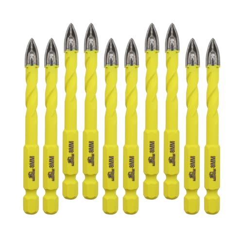 Fliesenbohrer Betonbohrer Set DARTOTEK Mauerwerk 8mm Lochsäge für Fliesen, Ziegel, Glas, Wolframkarbidspitze Arbeit mit Keramikfliesen, Wandspiegel, Pflasterstein auf Beton oder Ziegelwand, 10 Stück von DARTOTEK