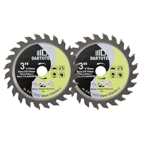Holz schneidendes Kreissägeblatt - DARTOTEK TCT Kreisförmiges Schneidmesser 75mm*2pcs 24T Trennschleifscheibe für Holz Kunststoff Arbor 10mm Holz schneidendes Kreissägeblatt - DARTOTEK TCT Kreisförmiges Schneidmesser 75mm*2pcs 24T Trennschleifscheibe für Holz Kunststoff Arbor 10mm von DARTOTEK