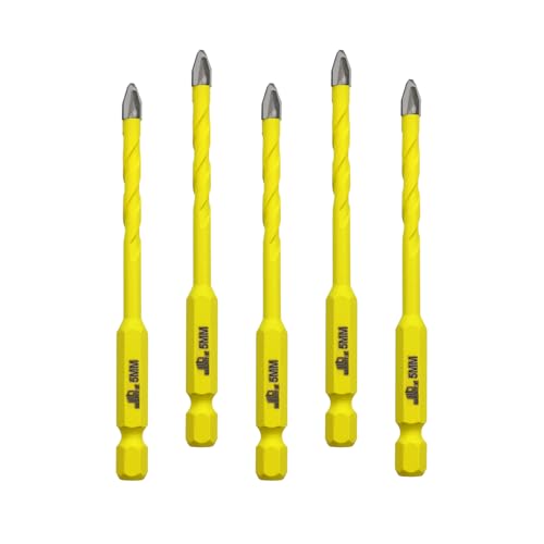 Schräger Kopf Exzenterbohrer 5MM Bitsatz DARTOTEK Spiralbohrer Holz/Kunststoff/Glas/Beton/Ziegel Multi-Material-Bohrer mit Bit-Aufbewahrungskoffer, 5 Stück von DARTOTEK