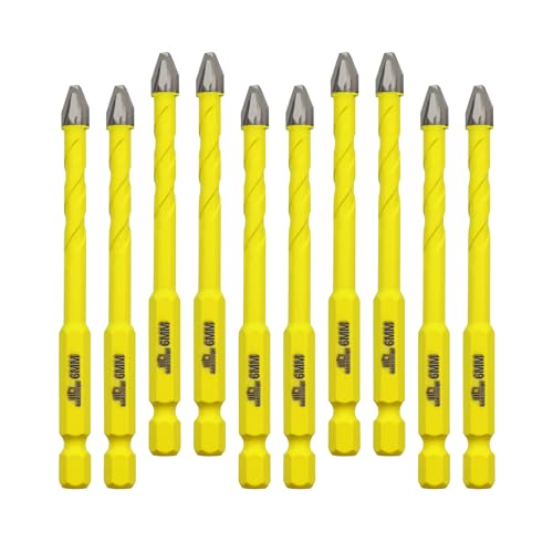 Schräger Kopf Exzenterbohrer 6MM Bitsätze DARTOTEK Spiralbohrer Holz/Kunststoff/Glas/Beton Ziegel Multi-Material-Bohrer mit Bit-Aufbewahrungskoffer, 10 Stück von DARTOTEK