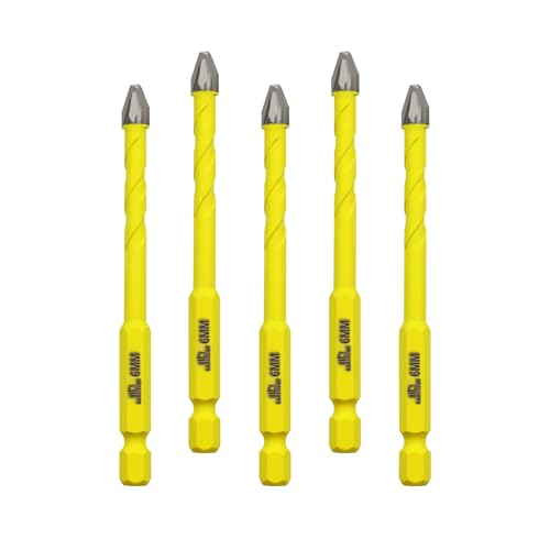 Schräger Kopf Exzenterbohrer 6MM Bitsatz DARTOTEK Spiralbohrer Holz/Kunststoff/Glas/Beton/Ziegel Multi-Material-Bohrer mit Bit-Aufbewahrungskoffer, 5 Stück von DARTOTEK