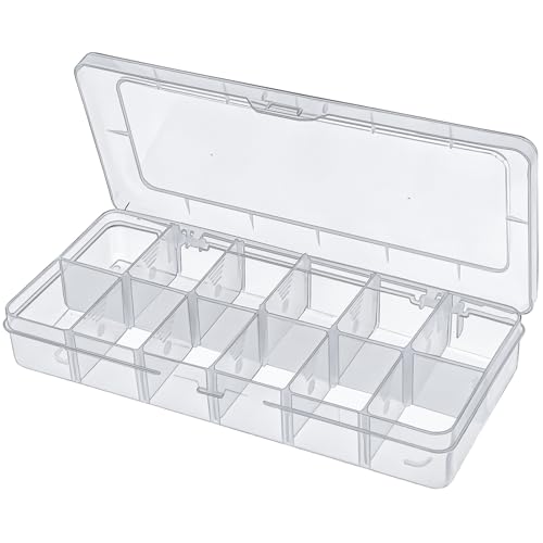 DARUITE Sortierboxen für Kleinteile, 12 Raster Aufbewahrungsboxen,Plastik Sortimentsboxen,Einstellbar Sortierkasten für Angelausrüstung Kleinteile Bügelperlen Ohrringe Perlen Nähgarn von DARUITE