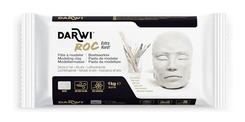 Darwi - DA0831000000C - Un Pain de Pâte à Modeler Naturelle - Malléable - séchage à l'air Libre - Blanc - 1 KG - Prête à l'emploi - Autodurcissante - Très résistante - Pour Artistes ROC Darwi - DA0831000000C - Un Pain de Pâte à Modeler Naturelle - Malléable - séchage à l'air Libre - Blanc - 1 KG - Prête à l'emploi - Autodurcissante - Très résistante - Pour Artistes ROC von DARWI