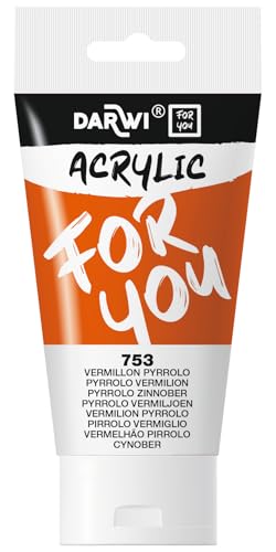 Darwi For You DF5150075753C - Acrylfarbe, Tube 75 ml, 753 Zinnoberrot (Vermillon) Pyrrolo PO73, halbdeckend, 1 Stück von DARWI