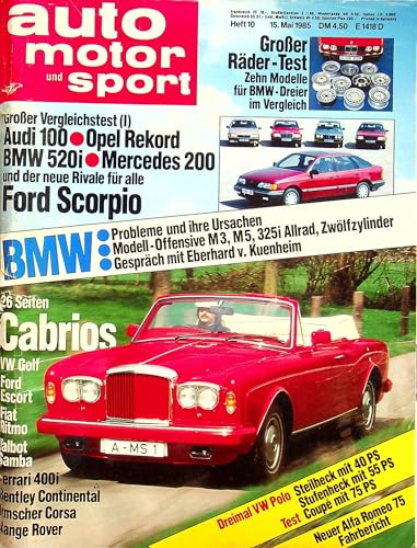 Echte, historische Zeitschrift von 1985 - Garantiert 40 Jahre alt - Personalisiertes Geschenk 40. Geburtstag Mann - Original aus dem Jahr 1985 - Die Geschenkidee für Männer - Auto Motor Sport 10/1985 von DAS GEBURTSTAGSGESCHENK HISTORISCHE ZEITSCHRIFTEN
