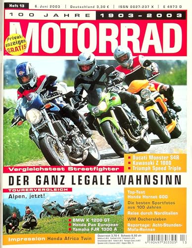 Echte, historische Zeitschrift von 2003 - Garantiert 22 Jahre alt - Personalisiertes Geschenk 22. Geburtstag Mann - Original aus dem Jahr 2003 - Die Geschenkidee für Männer - Motorrad 13/2003 Echte, historische Zeitschrift von 2003 - Garantiert 22 Jahre alt - Personalisiertes Geschenk 22. Geburtstag Mann - Original aus dem Jahr 2003 - Die Geschenkidee für Männer - Motorrad 13/2003 von DAS GEBURTSTAGSGESCHENK HISTORISCHE ZEITSCHRIFTEN