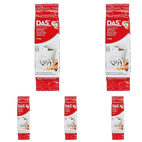 DAS 348100 lufthärtende Modelliermasse, 250 g - weiß (Packung mit 5) von DAS