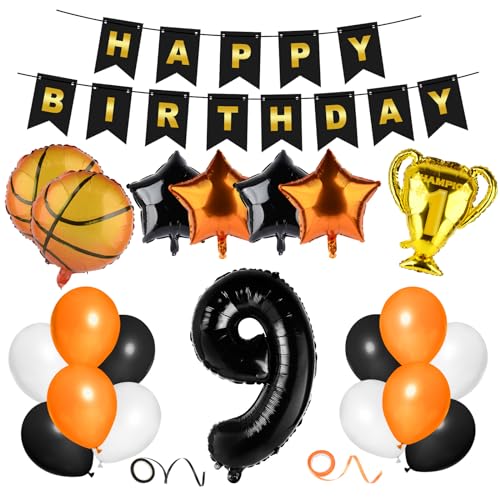 Basketball Ballon Geburtstagsdeko Orange Geburtstagsdeko Jungen Happy Birthday Girlande Deko Luftballons für Kinder Junge Geburtstag Party Basketball Deko (9.) von DASHUAIGE