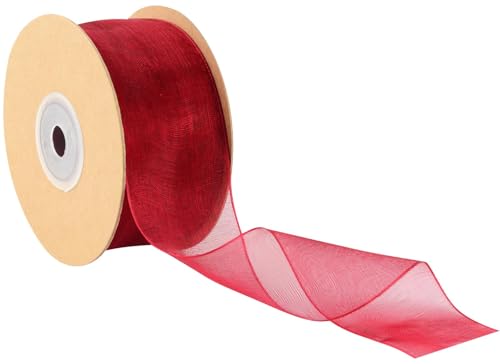 Geschenkband Chiffon Band Chiffonband, 38 mm x 23 m Schleifenband Hochzeit Dekoband Stoffband für Hochzeit Geburtstag Geschenkverpackung Brautstrauß Nähprojekte (Burgunderrot) von DASHUAIGE