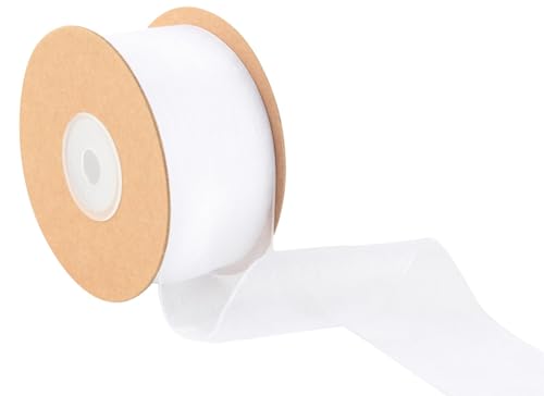 Geschenkband Chiffon Band Chiffonband, 38 mm x 23 m Schleifenband Hochzeit Dekoband Stoffband für Hochzeit Geburtstag Geschenkverpackung Brautstrauß Nähprojekte (Weiß) von DASHUAIGE