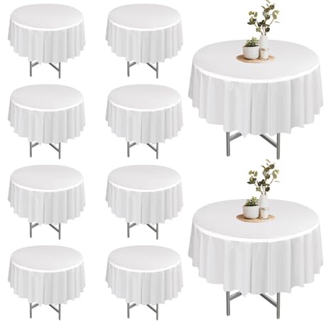 DASIAUTOEM 10 Stück Runde Weiß Tischdecke, für Garten, Waschbar, Schmutzabweisend, Wasserdicht, Tischschutz, für Hochzeit Party Bankett Restaurant Abendessen Camping, 213cm Durchmesser DASIAUTOEM 10 Stück Runde Weiß Tischdecke, für Garten, Waschbar, Schmutzabweisend, Wasserdicht, Tischschutz, für Hochzeit Party Bankett Restaurant Abendessen Camping, 213cm Durchmesser von DASIAUTOEM
