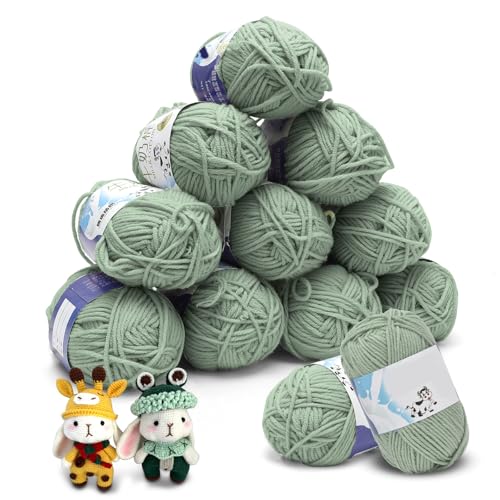 DASIAUTOEM Baumwolle zum Häkeln, 5-fädiges Häkelgarn Baumwolle Set 12 x 50g, Weiches Garn zum Häkeln und Stricken, Vielseitige Häkelwolle für DIY-Projekte, Kreative Handarbeiten von DASIAUTOEM