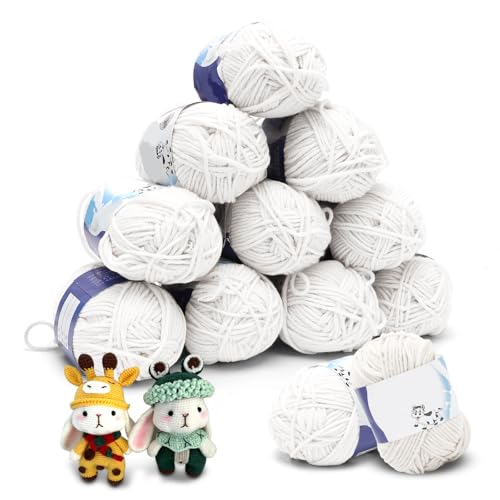 DASIAUTOEM 5-fädiges Milchbaumwollgarn Set 12 x 50g – Dickes Häkelgarn Baumwolle, weiches Garn zum Häkeln und Stricken, vielseitige Häkelwolle für DIY-Projekte und kreative Handarbeiten von DASIAUTOEM