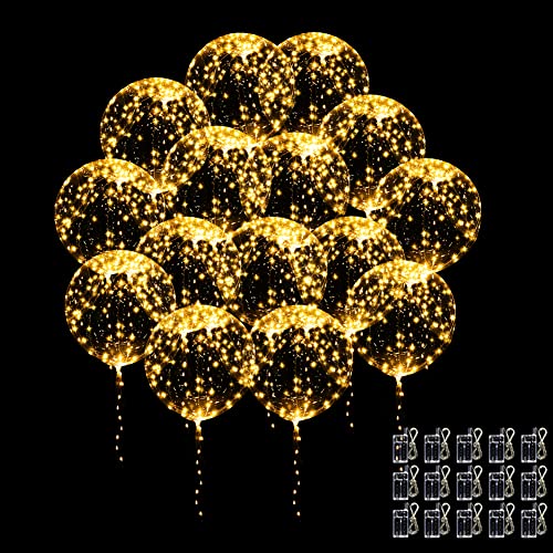 DASIAUTOEM 15 Stück Leuchtende Luftballons, LED Ballons, 20 Zoll Bobo Helium Ballons LED Luftballons, Wiederverwendbar mit Lichterketten für Weihnachten/Hochzeit/Valentinstag/Party/Geburtstage Deko von DASIAUTOEM
