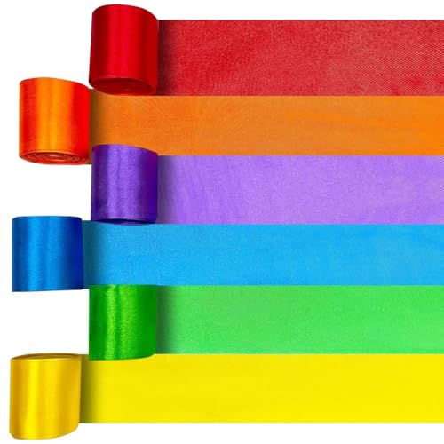DASIAUTOEM Regenbogen-Satinband, 6 Farben 45 m × 5.5 cm Breit Bunte Stoffbänder für Verpacken von Geschenken, Geburtstag, Klassenzimmer, Hochzeit, Partydekoration, DIY Handwerk DASIAUTOEM Regenbogen-Satinband, 6 Farben 45 m × 5.5 cm Breit Bunte Stoffbänder für Verpacken von Geschenken, Geburtstag, Klassenzimmer, Hochzeit, Partydekoration, DIY Handwerk von DASIAUTOEM