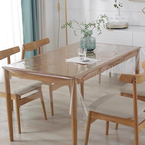 DASIAUTOEM Tischdecke Transparent, Durchsichtige Tischdecke, Tischfolie Durchsichtig 180cm Breit, Meterware 0.13 mm Stark, Wasserdicht Abwaschbar PVC Folie Fettdicht Tischschutzfolie (180 x 180 cm) von DASIAUTOEM